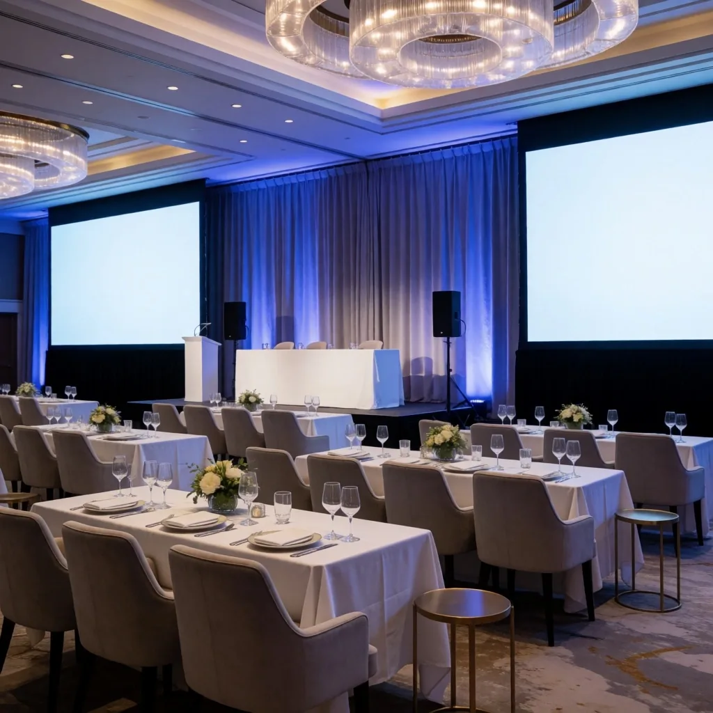 Sydney conference venue interior set up for a crypto event